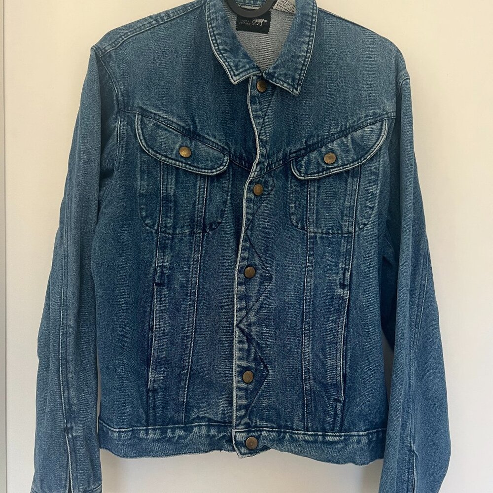 Vintage Western Style Denim Jacket, Snap Buttons, Size Large